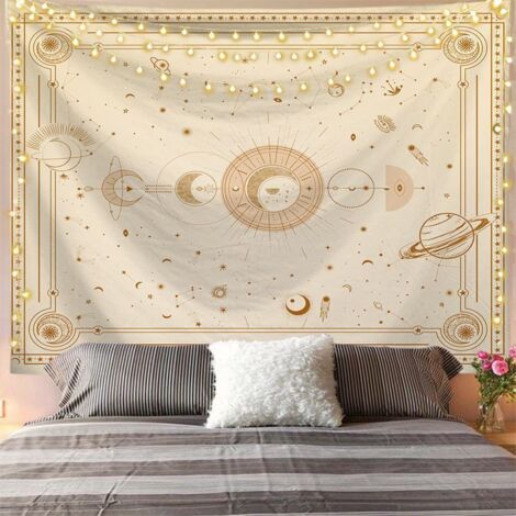 150 x 200cm Tapisserie Phases de Lune Blanc Tapisserie Lune Noir Blanc Tapisserie Blanc Tapisserie Gothique Tapisserie Indienne Mandala Psychédélique Déco murale astuce (1/5)