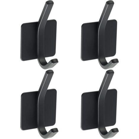 4 Pcs Crochet Adhésif Patère Murale Adhésive en Acier Inoxydable SUS 304 Porte Manteau Mural Noir Porte Serviette pour Salle de Bain ou Cuisine, (1/5)