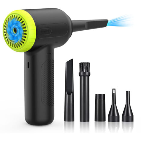 Aspirateur Voiture Souffleur PC Electrique 2 en 1,6000 mAh,5500 TR/Min 3 Vitesses Bombe Air Sec - Nettoyage PC avec Lumière LED,Souffleur Air Comprimé pour Clavier d'ordinateur de Voiture. (1/5)