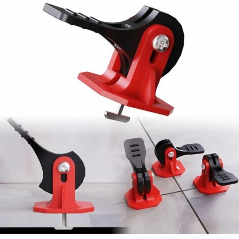 (Rouge 50 pièces)Kit de Nivellement Pour Carrelage,Systeme de Nivellement Pour Carrelage,SystèMe de Nivellement de Carrelage,SystèMe de Nivellement,50 Commandes de Nivellement + 50 Aiguilles en Acier (1/5)