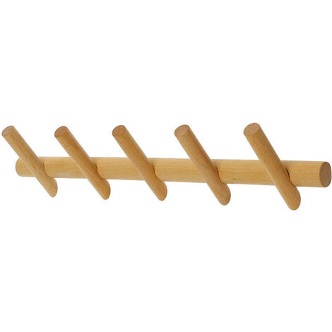 Porte-manteau mural en bois, design moderne et unique. Porte-manteau ou Porte-serviettes - 5 crochets pour suspendre chapeaux, manteaux, sacs à main et toutes sortes de vêtements. (1/5)