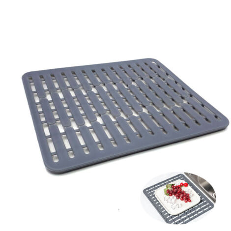 32.5x28.7x1.1cm,gris– Tapis de fond d'évier en silicone ou protège évier - Petit format (1/5)