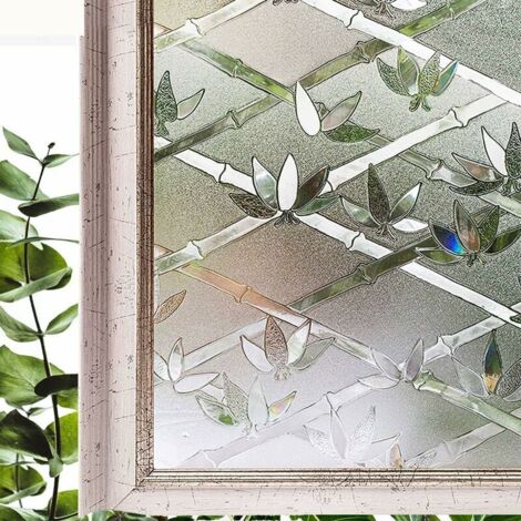 ambou Film Fenetre Anti Regard Occultant44.5x200CM, Fleur Film Electrostatique Vitre (1/5)