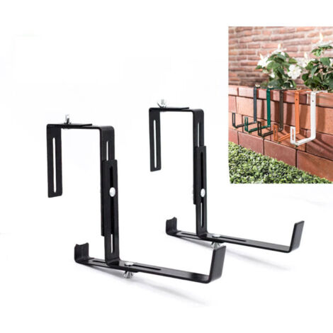 Support pour jardinière couleur anthracite - Support de bac à fleurs robuste et réglable en largeur- Accroche jardinière en métal pour le balcon