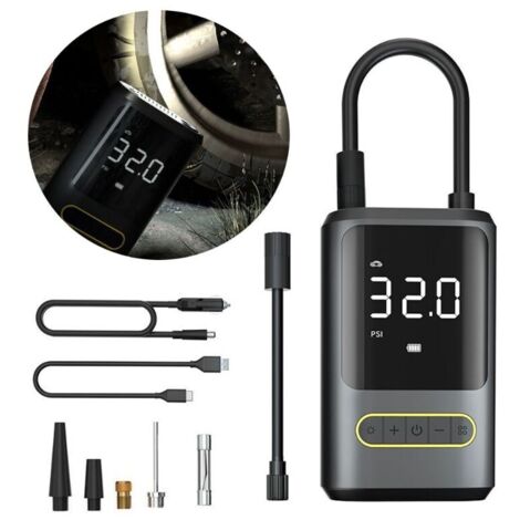 6000mAh Mini Pompe à Air Électrique，Compresseur à Air Portatif Gonfleur Pneus sans Fil 150PSI avec écran LCD Numérique，Pompe à air Rechargeable pour Voiture, Vélo, Moto, Scoote, Balle (1/5)