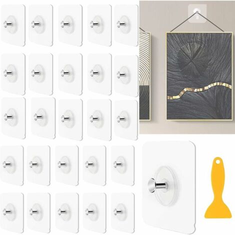 26PCS Accroche Tableau Sans Percer, Fixation Cadre Adhesif Murale Attache Languette Accroche Tableau Crochet Cadre pour Accroche Cadres Photo, Décoratives, Art Mural (1/5)