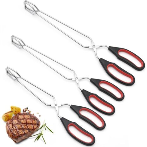 3x Pinces à Barbecue de 23.5cm、28cm、33cm, Pinces à Ciseaux en Acier Inoxydable, Pinces à Grill pour Cuisson, Pinces d'Alimentaire, Pain, Buffet, Nourriture, Pince de Cuisine avec Poignée Confortable (1/5)