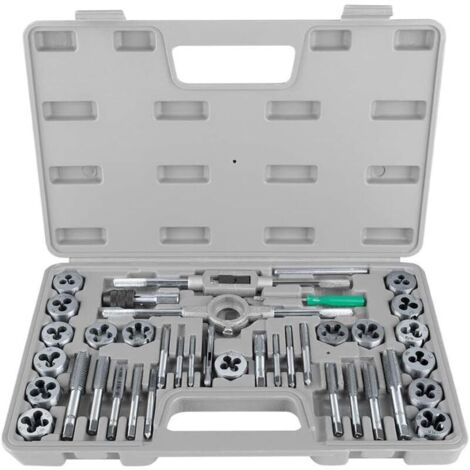 Coffret de 40 Pcs Tarauds et Matrices M3-M12 Ensemble de Filières en Acier avec 17 x Robinets 17 x Matrices