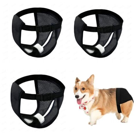 Magrimaxio Couche pour Chien Femelle, Noir (XL), Culotte Chiennes, Lot de 3 Couches Chien Lavable avec 9 Serviettes Hygiéniques, Couche pour Chiennes en Chaleur, Culotte Menstruelle pour Chien