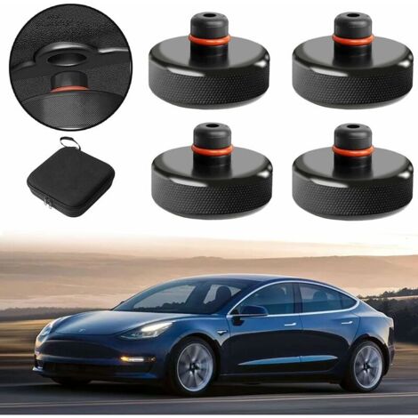 Lot de 4 Coussinet de Levage pour Tesla Model 3/Y/X/S, Caoutchouc Cric avec boîte de Rangement, Protège la Batterie et Le Châssis Tesla (1/5)