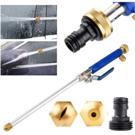 Buse à Eau Haute Pression Lance à Eau pour Pistolet avec 2 Buses de Nettoyage Buses de pulvérisation Raccord de Tuyau d'arrosage 46 cm Douche de Jardin Hydro Jet Power-Bleu (1/5)