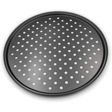 ∅ 32 cm, Plaque pizza,  ronde, perforée, antiadhésive, tartes flambées, en acier