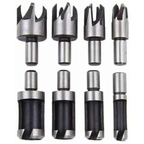 Lot de 8 Fraise Bouchonner Bois Mèche Bouchon Bois Foret Faire Cheville Outil de Coupe pour Faire une Bois Bouchon Cheville Tourillon Goujon Tenon Dowel (1/5)