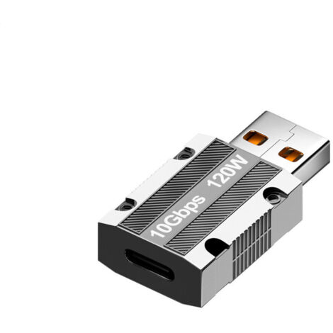 Adaptateur USB c vers USB(19x36mm), connecteur USB 3,0 a mâle vers USB c Femelle 120w Charge Super Rapide synchronisation de données 10gbps, convertisseur en Alliage de Zinc de Type c (1/5)