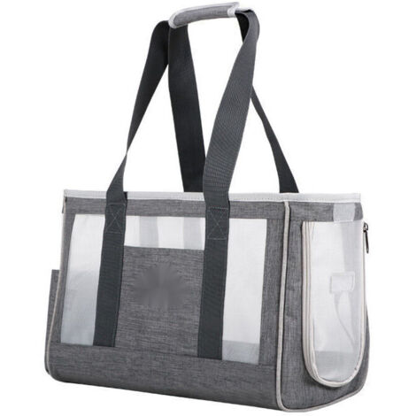 Gris Taille L (44 x 17 x 29cm) Sac Transport Chat, Sac Transport Chien Respirant et Pliable avec coussin épaissie confortable pour Voyage en Train, Voiture, Restaurant, Avion,Tissu Oxford (1/5)