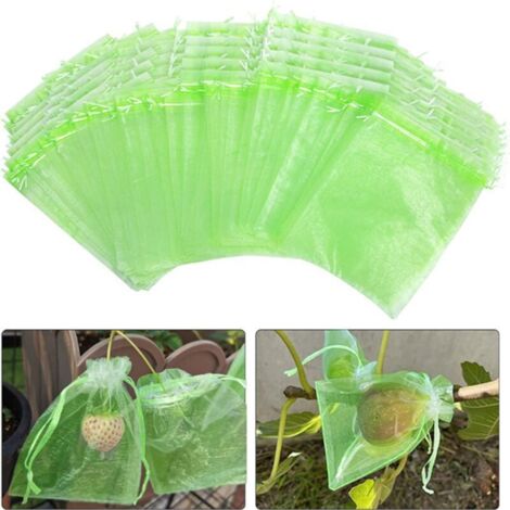 100 Sac Protection Fruits Sacs Filets Protection des Grappes de Raisins Contre Les Oiseaux et Insectes Guêpes Frelons 10x15cm (1/5)