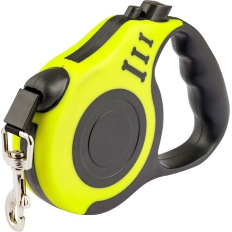 Laisse pour Chien Rétractable 5 mètres avec Poignée Confortable, Laisse Flexible pour Petit, Moyenne, Gros Chiens, Laisse Enrouleur pour la Promenade et Le Dressage, Jaune