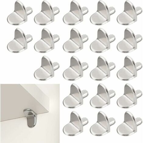 20 Pièces Chevilles de Support d'Étagère, 5mm Taquet Étagère Support en Forme de L en Bois et Verre de Armoire Rangement Meuble Placard Bibliothèque (1/5)