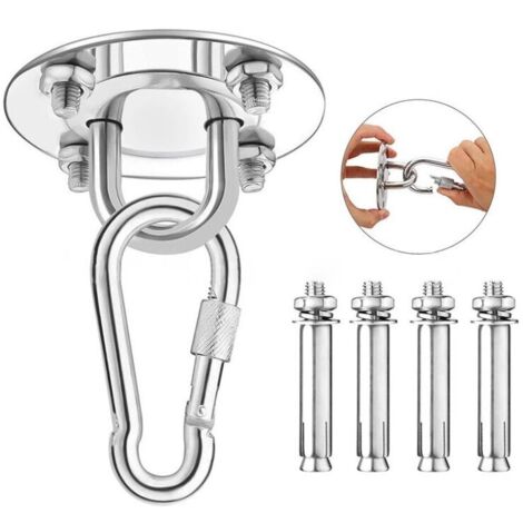 Crochet de plafond, crochet pivotant en acier inoxydable, crochet en U pour hamac et chaise (1/5)