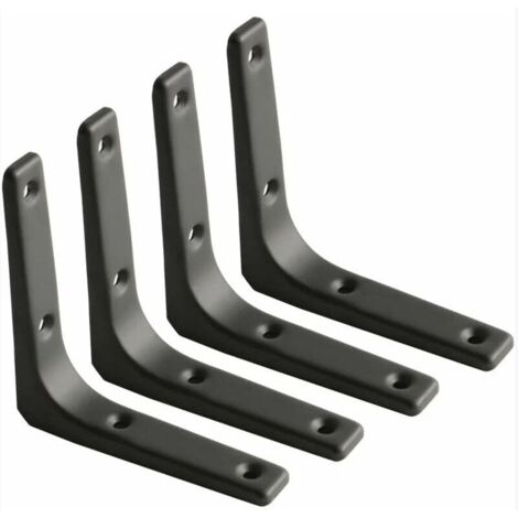 Équerre Étagère Murale, Équerre Métal Mat Noir, Support Étagère Métal pour Déco Cusine, Équerre Charge Lourde, 100mm100mm, 4pcs (1/5)