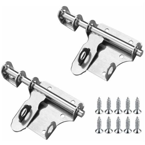 2 Pièce Avec Trou De Cadenas Serrure à PêNe Coulissant, Verrou Loquet en Acier Inoxydable avec Trou, Loquets de Porte de Sécurité avec Vis, pour Chambre, Armoire, Garage (1/5)
