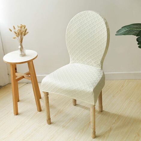 (Beige)Housse de Chaise de Table à Manger de Forme spéciale,Dossier Rond Housse de Chaise Monobloc entièrement enveloppée,Housse de Chaise Ovale épaissie pour la décoration de la Maison (1/5)