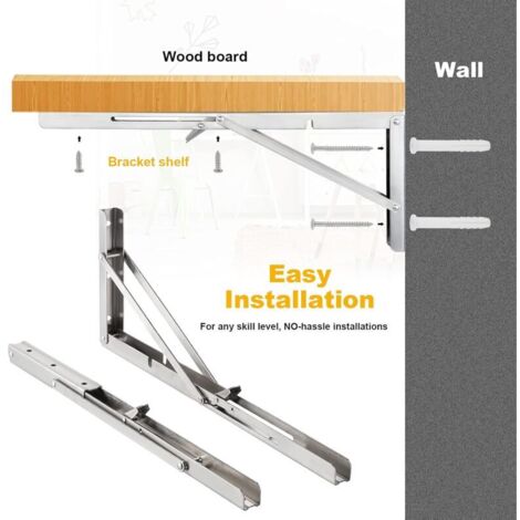 2 Pièces 200mm Equerre Rabattable Murale en Acier Inoxydable, Support ...