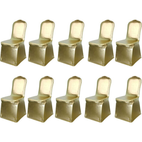 10 Pièces Housse de chaise en tissu élasthanne extensible amovible et lavable pour mariage, banquet, cérémonie, hôtel, salle à manger, fête, décoration