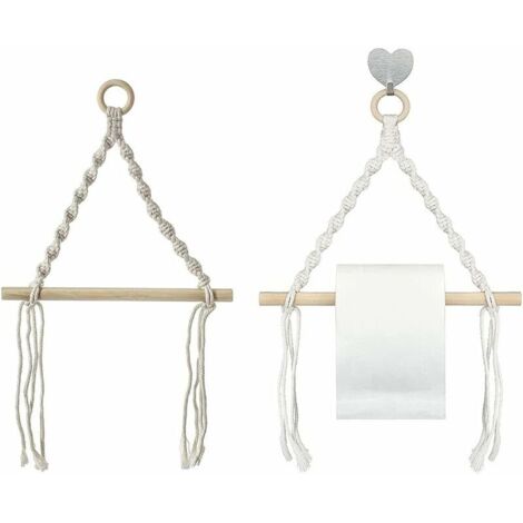 Corde Coton Porte-Serviettes, 2 Pièces Porte-Serviette Corde Chanvre, Vintage Porte Rouleau Papier Toilette, Tapisserie Tissée pour Porte-Serviettes Maison, Porte-Serviettes en Papier, Décoration (1/5)