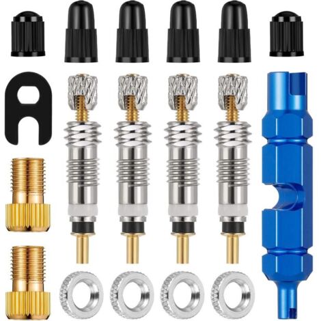 Lot de 18 adaptateurs de valve de vélo Presta pour valve de vélo Convertisseur avec clé à noyau de valve Presta (1/5)
