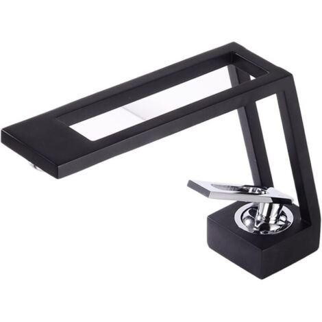 Robinet Salle de Bain Mitigeur Lavabo,Moderne Robinet Lavabo,Design Créatif Robinets de Lavabo,Noir Mat,Valve en Céramique,l’Eau Froide & Chaude Réglable (1/5)