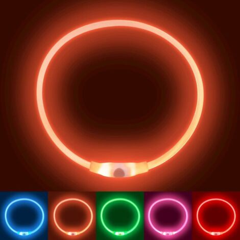 Collier Lumineux Chien Rechargeable(Orange),Collier Chien LED Lumineux, Clignotant Collier de Sécurité pour Tous Les Chiens pour Les Petits Grands Chiens de Taille Moyenne Qui Courent la Nuit (1/5)
