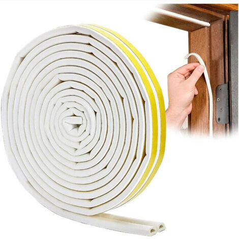 Joint porte, Joint Fenêtre pvc D Profil, Calfeutreur Les Porte et Fenêtres avec Forte Adhérence, Isoler du Bruit et Anti-intempéries, 6 Metres (Blanc) (1/5)