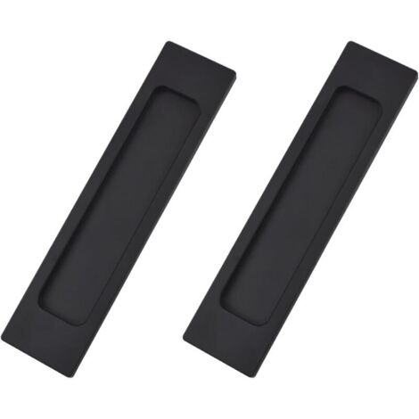 Lot de 2 poignées de porte coulissantes rectangulaires auto-adhésives en alliage d'aluminium noir mat sans perforation pour portes coulissantes, fenêtres et armoires (1/5)