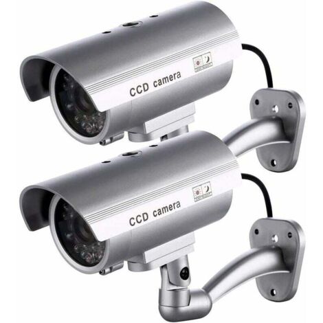 XVX – Lot de 2 caméras factices – Caméras extérieures en plastique ABS – LED clignotante – Imperméables et antirouille – Pour sécurité intérieure/extérieure