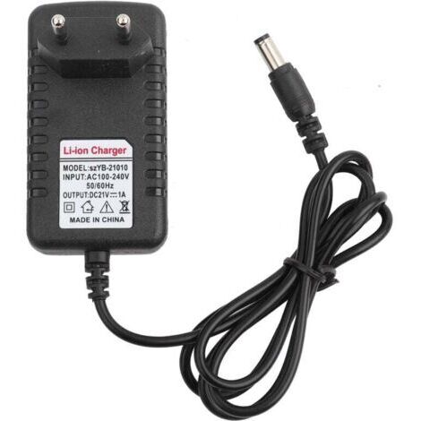 Adaptateur de chargeur de batterie lithium-ion à noyau de cuivre épais, adaptateur secteur 21V/1A, batterie au lithium, interface 5,5 x 2,5 mm, prise standard européenne.