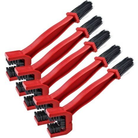 Ensemble de 5 brosses de nettoyage pour motos et vélos, brosse de nettoyage pour chaîne et pédalier (rouge) (1/5)