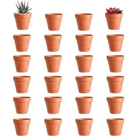 Un ensemble de 12 pots de fleurs réutilisables en terre cuite avec trous de drainage, adaptés à la décoration intérieure et extérieure (3,5 × 3 cm). (1/4)