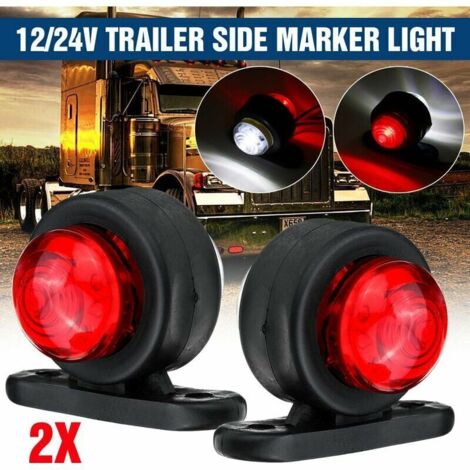 Deux feux de position latéraux 12V/24V, feux de contour rouges et blancs, adaptés aux camions, remorques, camping-cars et fourgonnettes. (1/5)