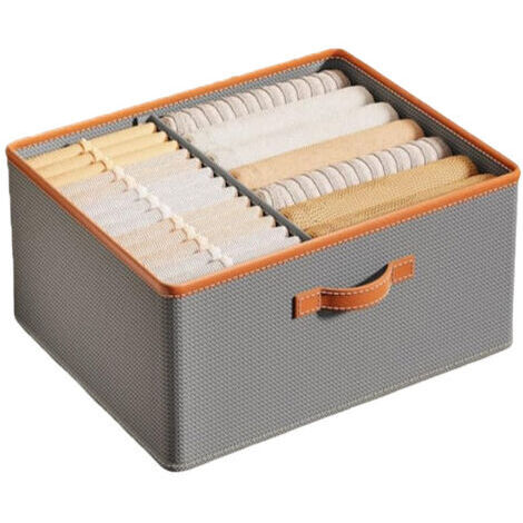 Boîte de rangement pliable pour vêtements avec séparateurs, grande capacité, conception renforcée pour gagner de la place, doublure en cuir. (1/5)