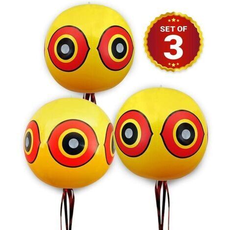Ballons anti-oiseaux - Répulsifs pour éloigner les pigeons, les corbeaux et autres oiseaux - Lot de 3 (1/5)