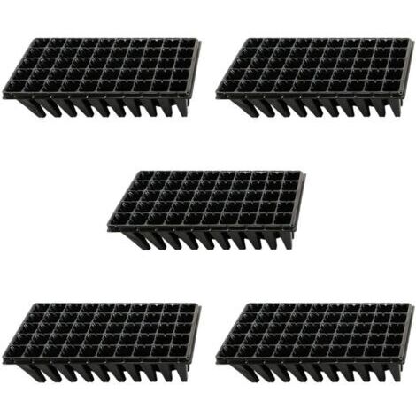 Cinq plateaux de semis de 50 cellules pour la production de semis, la germination horticole et la propagation des plantes noirs. (1/5)
