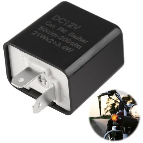 Relais de clignotants pour moto, relais de clignotants LED pour moto. Relais de clignotants 12 V, compatible avec les clignotants LED et les clignotants à ampoule pour motos, avec rapport de vitesse r (1/5)