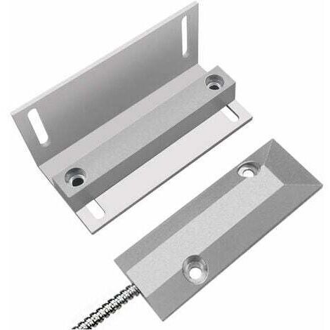 Contact magnétique d'alarme normalement fermé pour capteurs d'ouvre-porte de garage. Montage en surface. Construction en alliage de zinc. Dégagement de fonctionnement ≥ 50 mm.