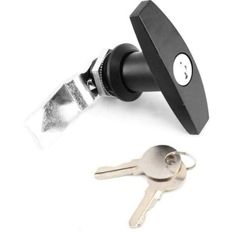 Cadenas à poignée en T, cadenas à poignée en T montés à l'arrière, cadenas de boîte à outils et cadenas de porte de garage avec clés, adaptés aux remorques, aux camping-cars et aux auvents (noirs). (1/4)