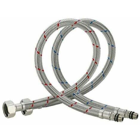 Tuyau de raccordement en acier inoxydable pour robinet d'évier de cuisine, mitigeur eau chaude/eau froide, 60 cm (1/4)