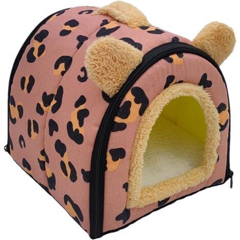 Maison confortable en laine pour petits animaux, avec tapis amovible, idéale pour les cochons d'Inde, les chatons et les lapins, rouge. (1/4)