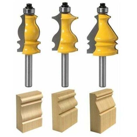 Ensemble de 3 fraises pour moulures décoratives architecturales, diamètre de queue de 8 mm, outils de fraisage pour le travail du bois, fraises pour le travail du bois, outils de coupe pour le travail (1/5)