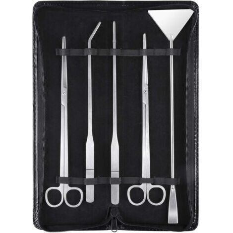 Kit d'aménagement paysager pour aquarium 5 en 1 en acier inoxydable, adapté aux aquariums, aux plantes aquatiques et comprenant des outils : pince à épiler, ciseaux et pelle. (1/5)