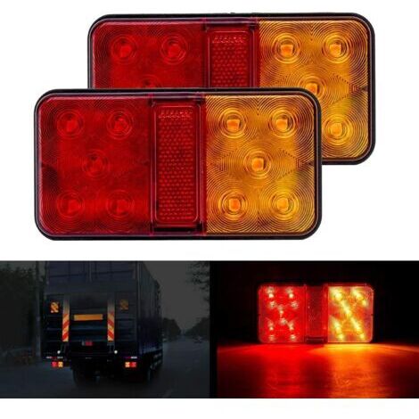 Feu arrière LED multifonctionnel en deux parties, feu de remorque LED étanche 12V, avec indicateur de position de stationnement, convient aux camions, remorques, camping-cars et tracteurs. (1/5)
